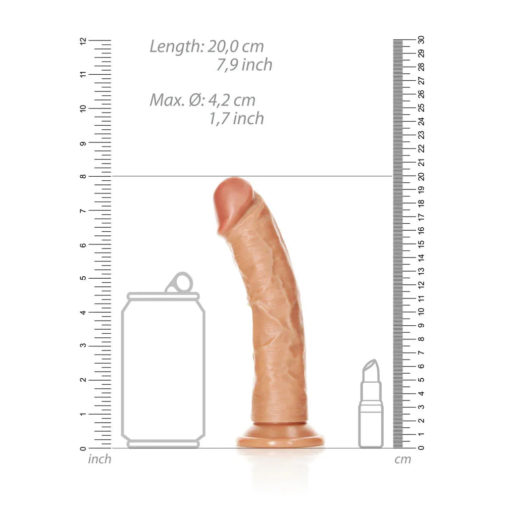 REALROCK Realistic Regular Curved Dildo with Suction Cup - 18 cm - Tan 18 cm (7'') Dong - Take A Peek