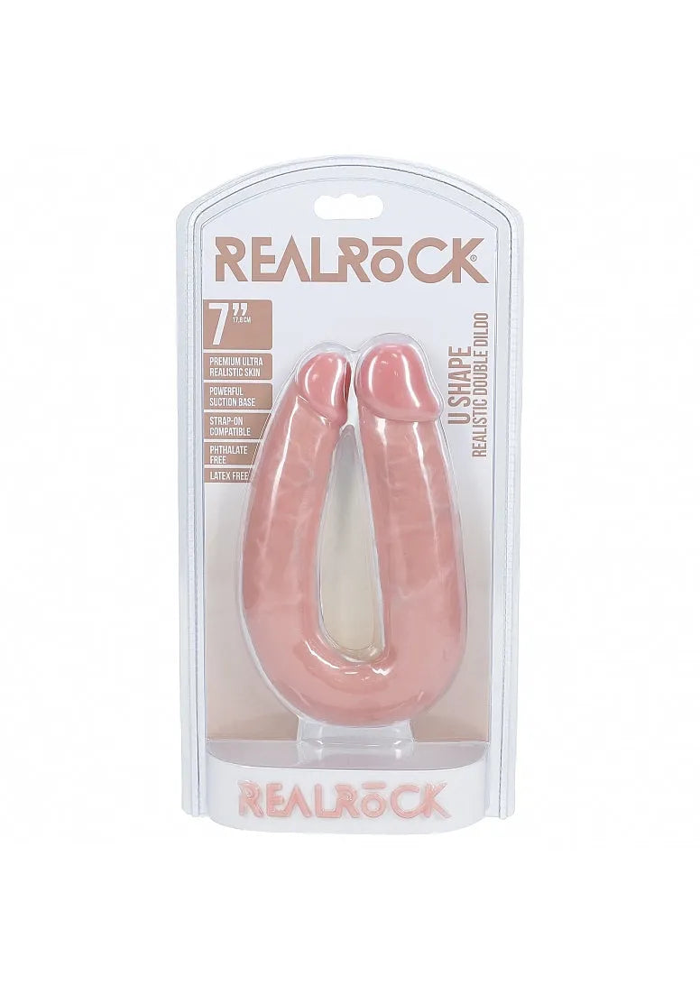 RealRock- U Shaped Double Dildo 7" - Take A Peek