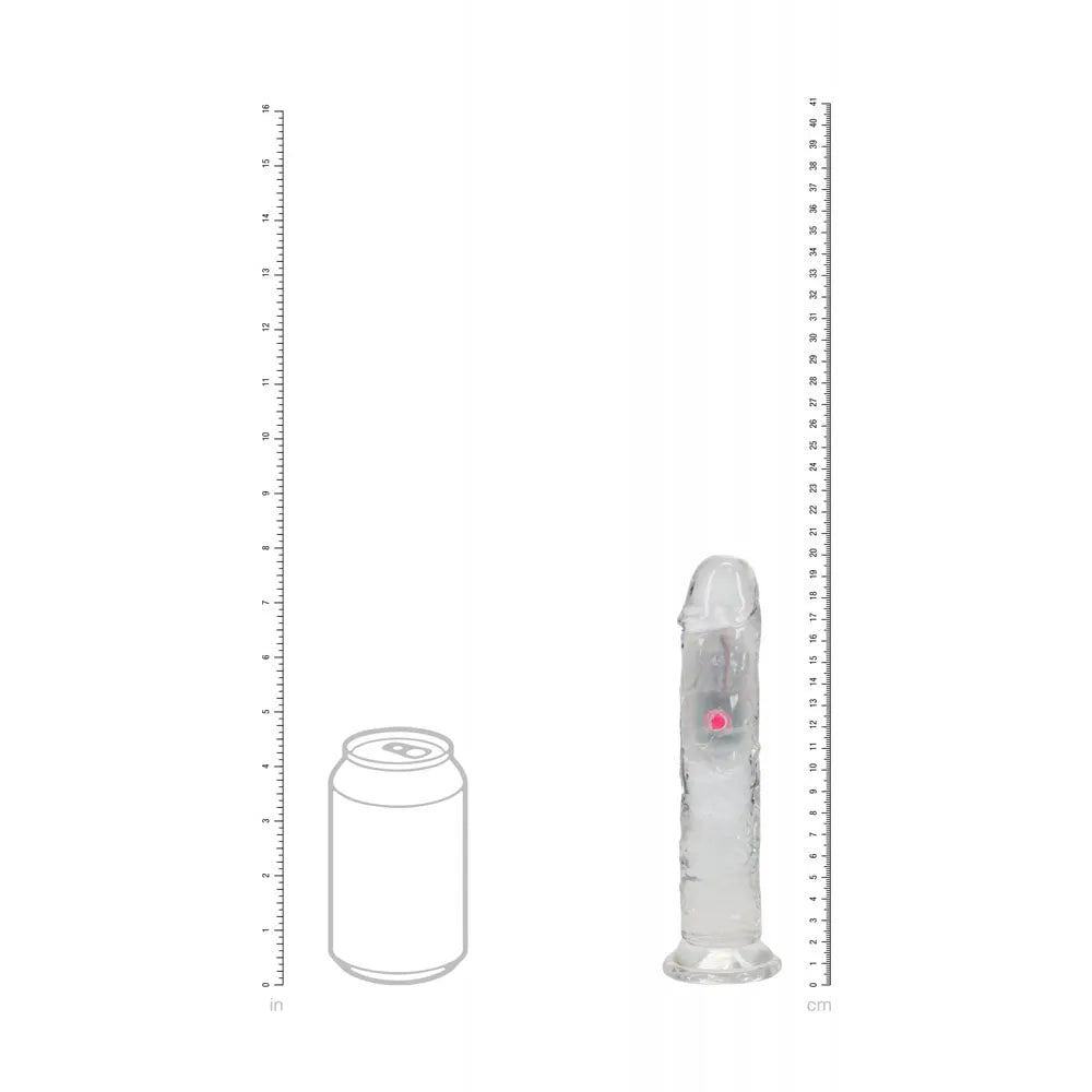 REALROCK 7'' No Balls Wireless Rechargeable LED Vibrating Dong - Clear with LED 20 cm USB Rechargeable Vibrating Dong with Remote - Take A Peek
