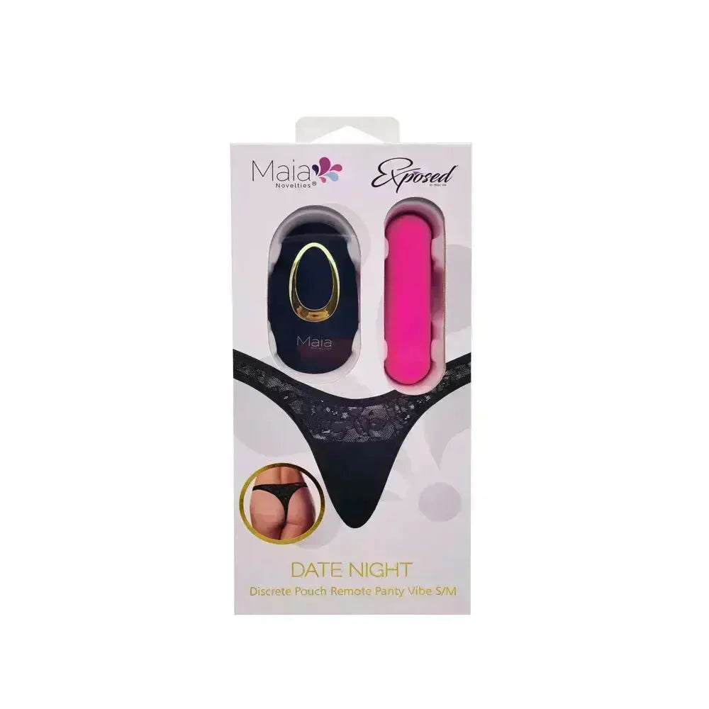 Maia DATE NIGHT PANTY VIBE - S/M - S/M Panty with Pink USB Rechargeable Bullet & Remote - Take A Peek
