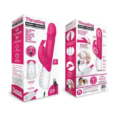 Rabbit Essentials Rechargeable Thrusting Rabbit - Hot Pink - Take A Peek
