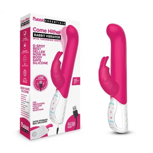 Rabbit Essentials Rechargeable come hither G-Spot Rabbit - Hot Pink - Take A Peek