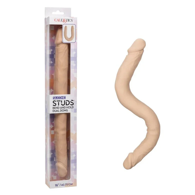 Silicone Studs� Bend and Hold Dual Dong 16''/40.75 cm - Ivory - Take A Peek