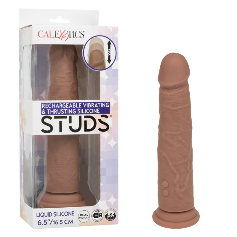 Rechargeable Vibrating & Thrusting Silicone Studs� - Brown-SE-0257-12-3