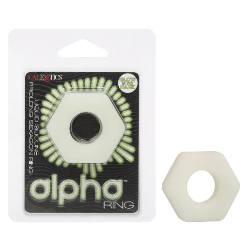 Alpha Glow-In-The-Dark Liquid Silicone Prolong Sexagon Ring - Take A Peek