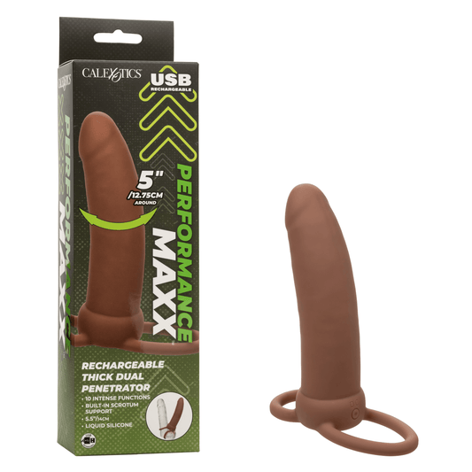 Performance Maxxâ„¢ Rechargeable Thick Dual Penetrator - Brown