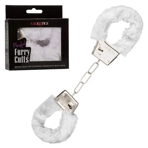 Playful Furry Cuffs - White - Take A Peek