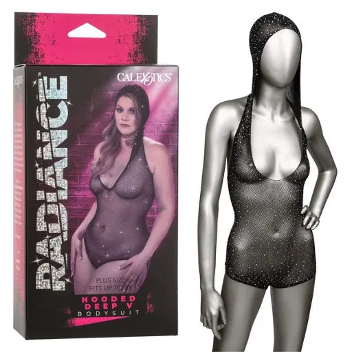 Radiance Plus Size Hooded Deep V Bodysuit - Take A Peek