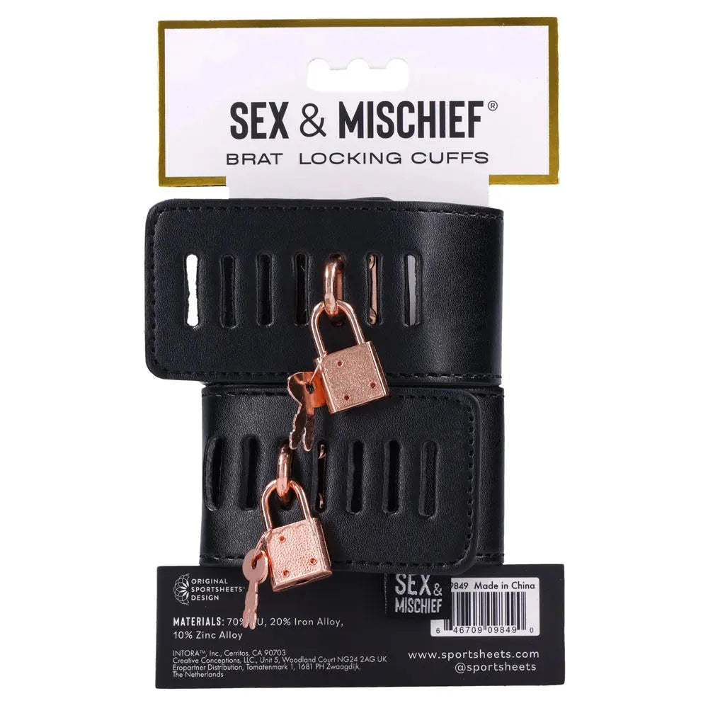 Sex & Mischief Brat Locking Cuffs - Take A Peek