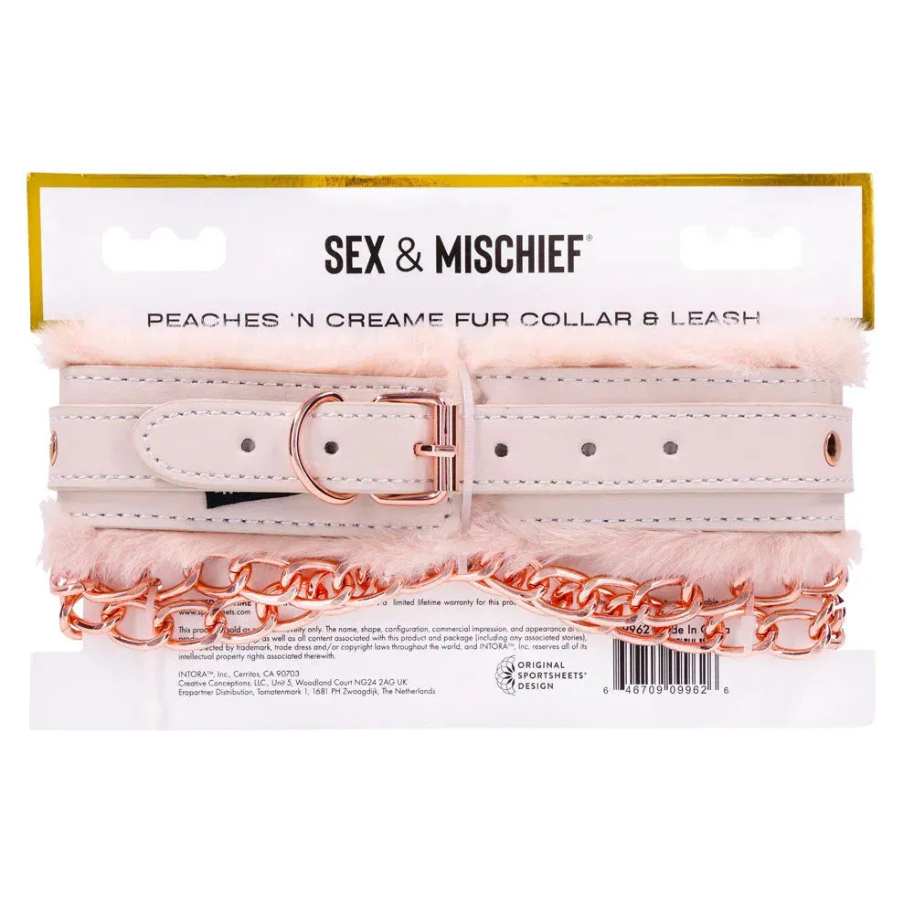 Sex & Mischief Peaches n CreaMe Fur Collar & Leash - Take A Peek