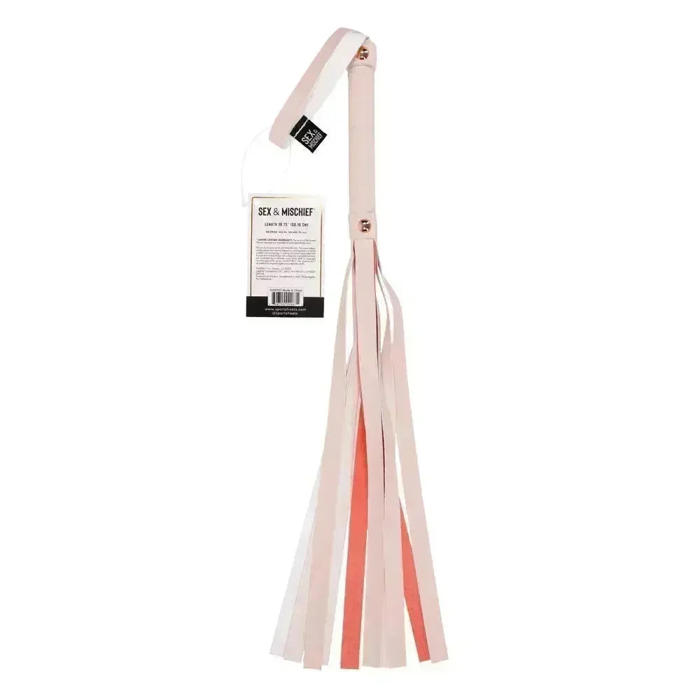 Sex & Mischief Peaches n CreaMe Stripe Flogger - Peach 80 cm Flogger Whip - Take A Peek