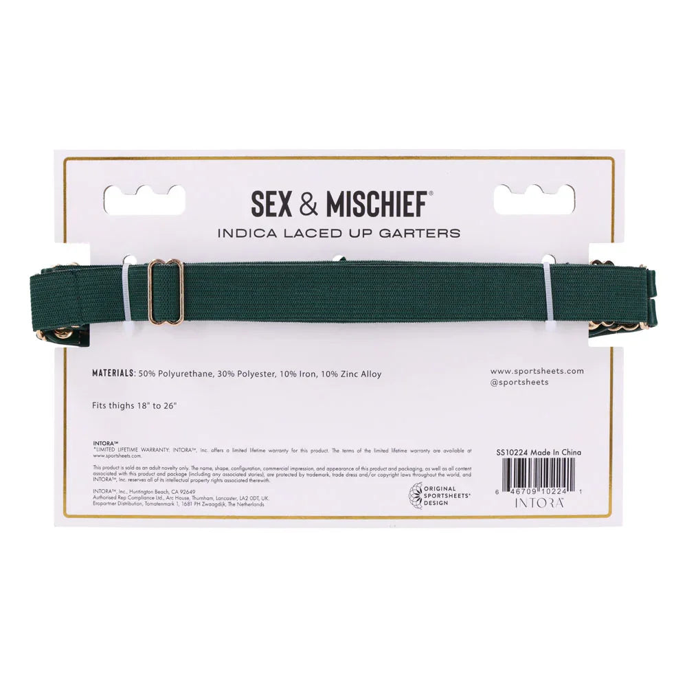 Sex & Mischief Indica Laced Up Garters - /Gold Garters - Set of 2 - Take A Peek