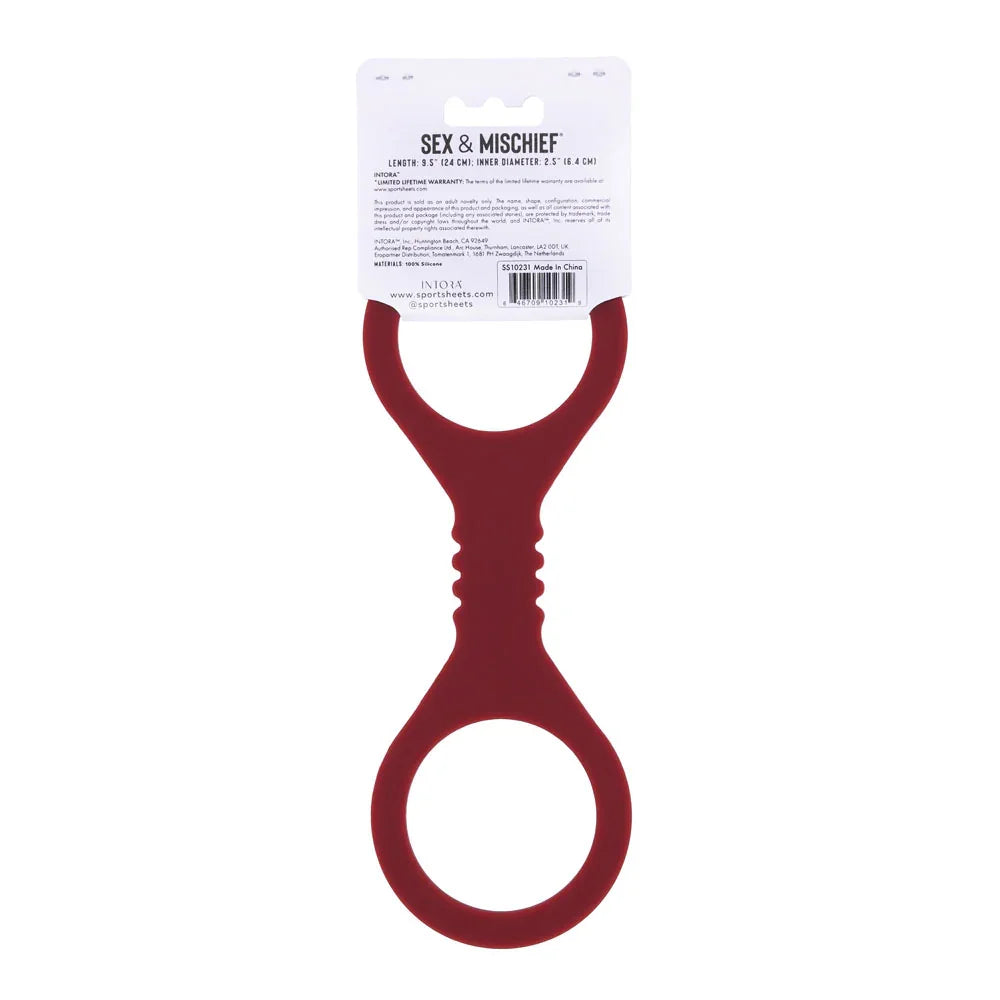 Sex & Mischief Enchanted Small Silicone Cuffs - Burgundy Small Restraints - Take A Peek