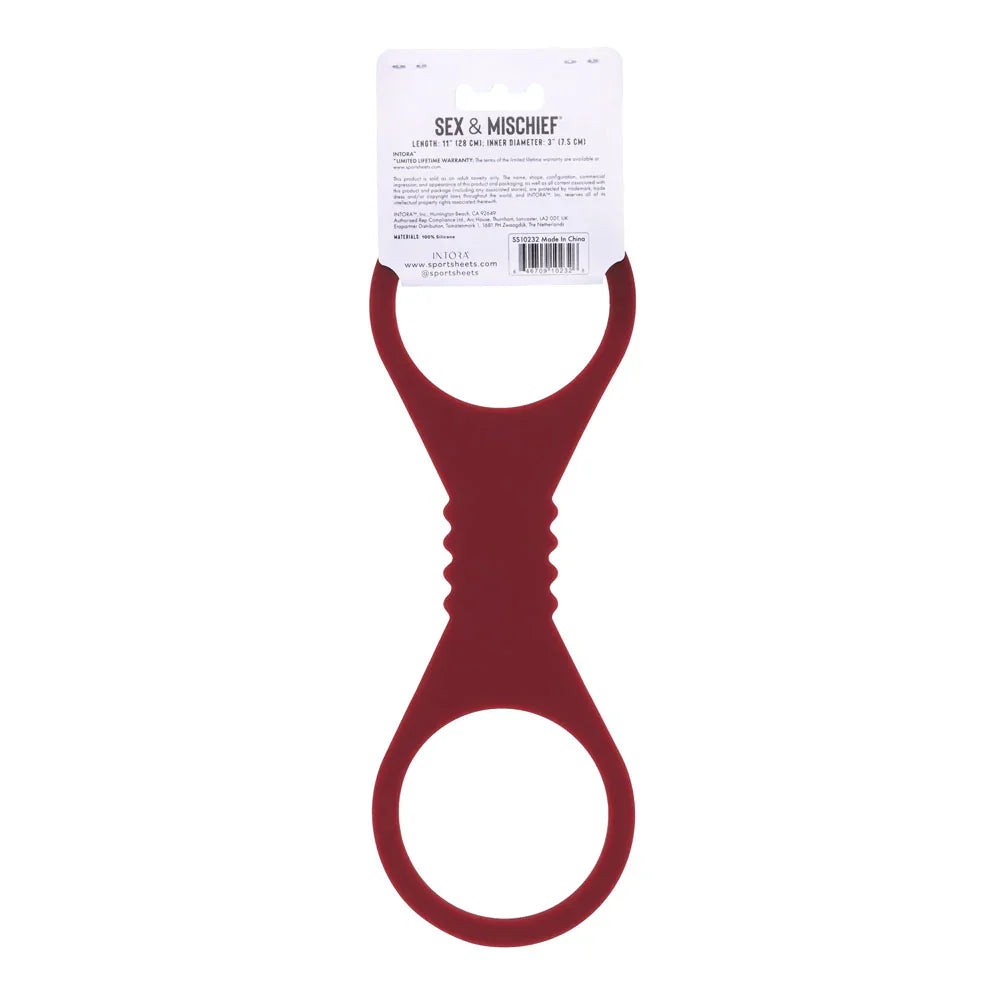 Sex & Mischief Enchanted Large Silicone Cuffs - Burgundy Large Restraints - Take A Peek
