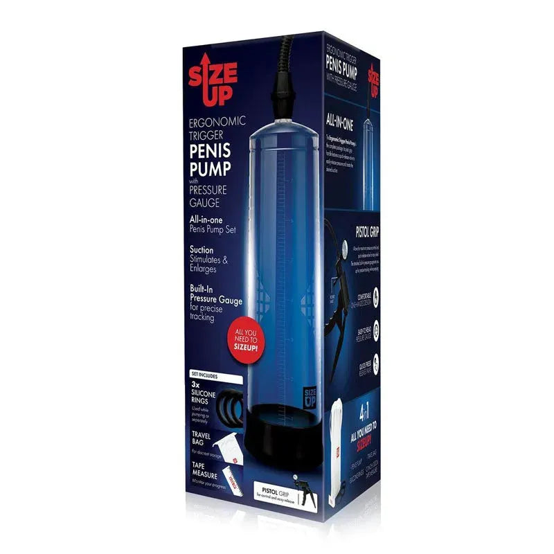 Size Up Ergonomic Trigger Penis Pump with Pressure Gauge - Take A Peek