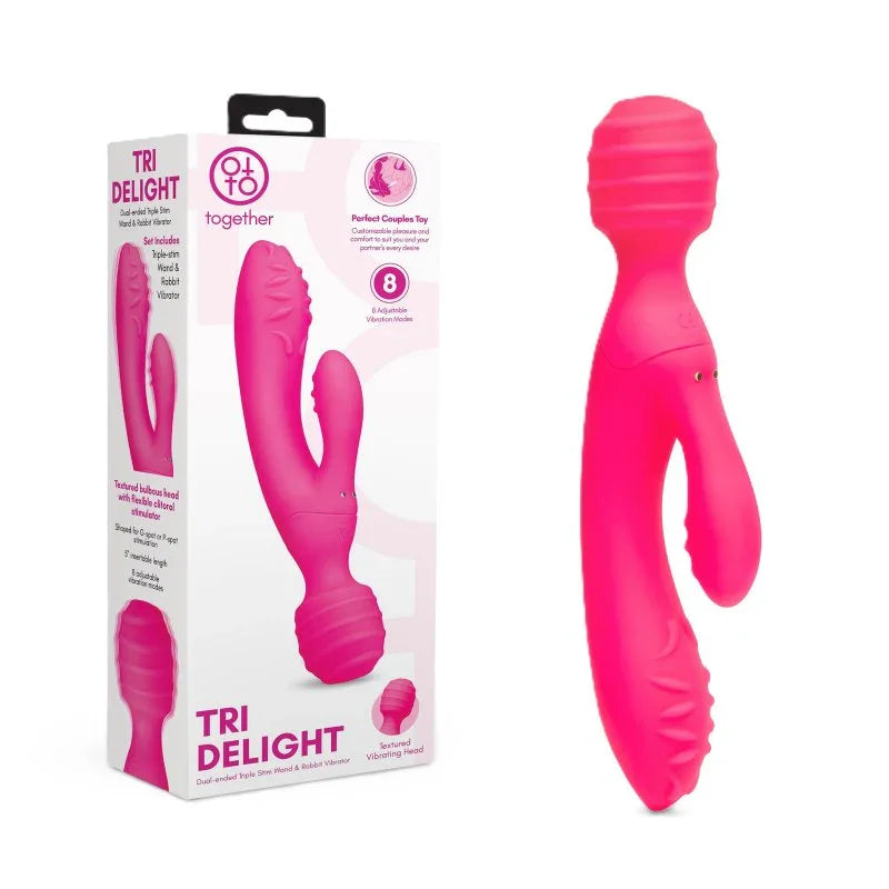 Together Toy Tri Delight Dual-Ended Triple Stim Wand & Rabbit Vibrator...-TOG-015