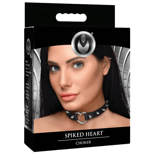 Spiked Heart Choker (Black) - Take A Peek