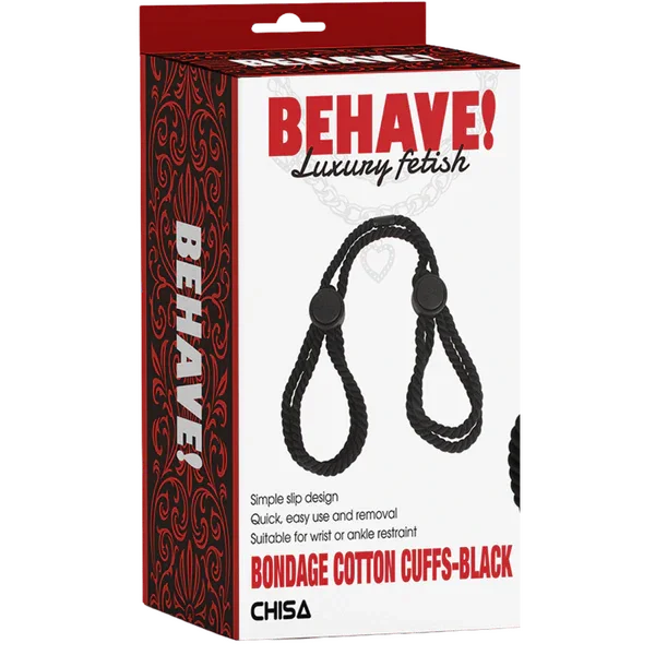 Bondage Cotton Cuffs (Black)-CN-887125302