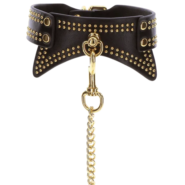 Studded Collar and Leash (Black) - Take A Peek