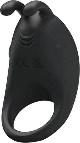 Rechargeable Rabbit Vibrator Cockring (Black) - Take A Peek