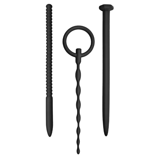 Silicone Urethal Sounding Kit - Nail (Black) - Take A Peek