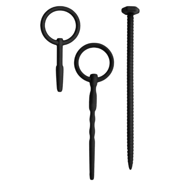 Silicone Urethal Sounding Kit - Screw (Black) - Take A Peek