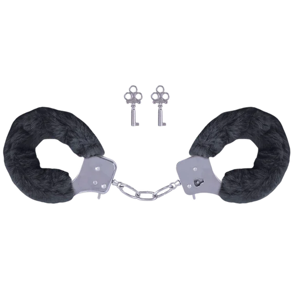 Furry Handcuffs (Black) - Take A Peek