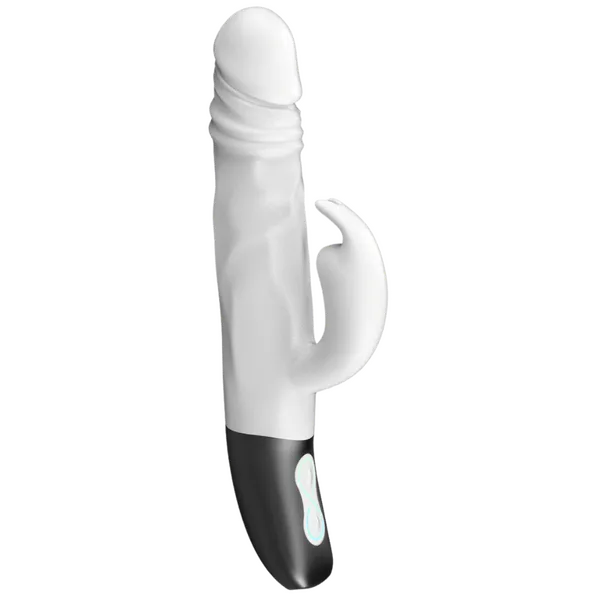 Rotating Rabbit Rechargeable Silicone Vibrator (White) - Take A Peek