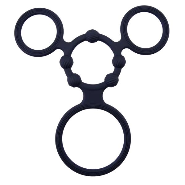 Triple Ring With Ball Stretcher (Black) - Take A Peek
