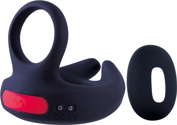 Dual Motor Cock Ornament with Scrotal Stimulator (Black) - Take A Peek