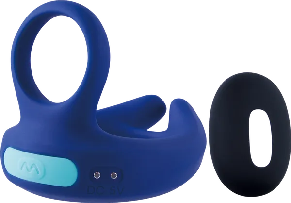 Dual Motor Cock Ornament with Scrotal Stimulator (Blue) - Take A Peek