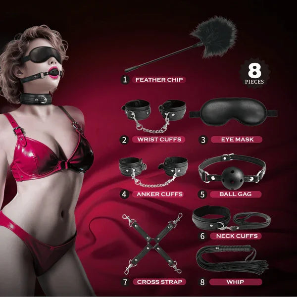 8-Piece BDSM Kit (Black)-SM-BL005H