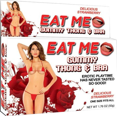 Eat Me - Gummy Thong & Bra - Strawberry - Take A Peek