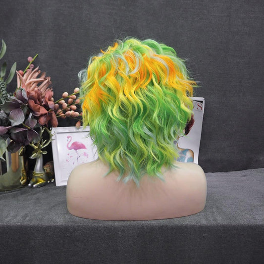 Spring Green and Orange Yellow Wig - Take A Peek