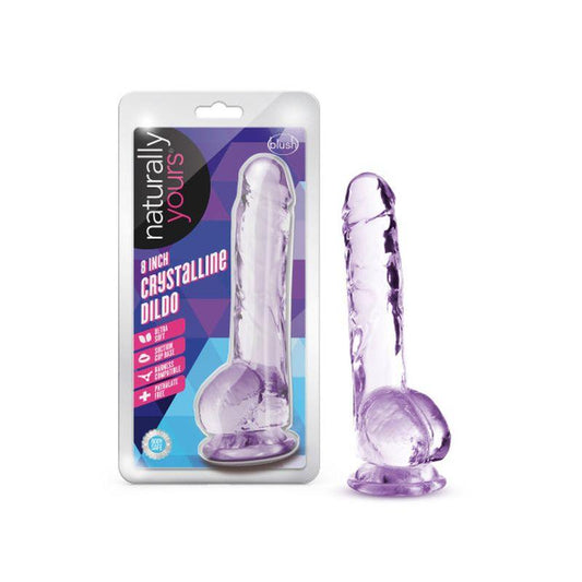 Naturally Yours 8" Crystaline Dildo Amethyst - Take A Peek