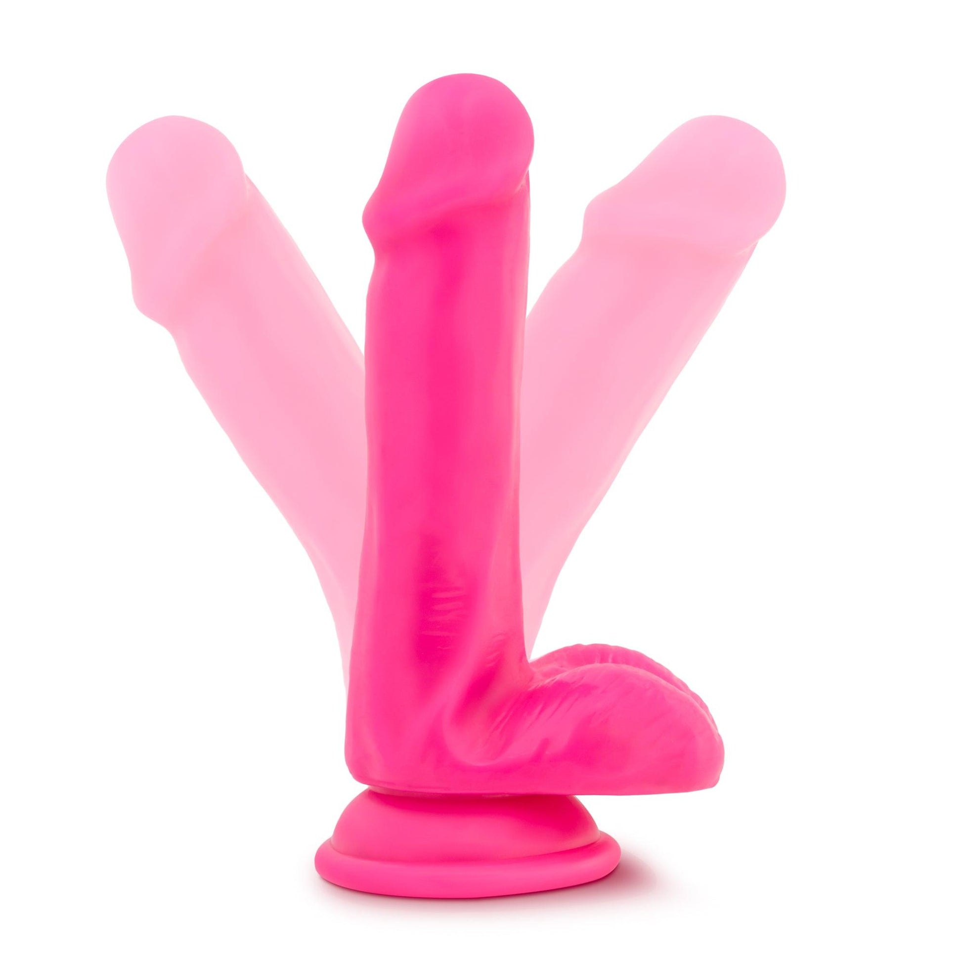 Neo Dual Density Cock With Balls 6 Inch Neon Pink - Take A Peek