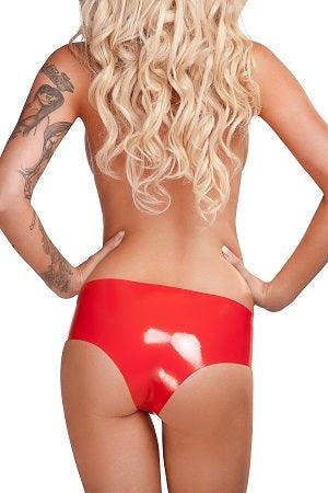 Saxenfelt Latex Crotchless Ladies Hipster Brief - Red Medium - Take A Peek