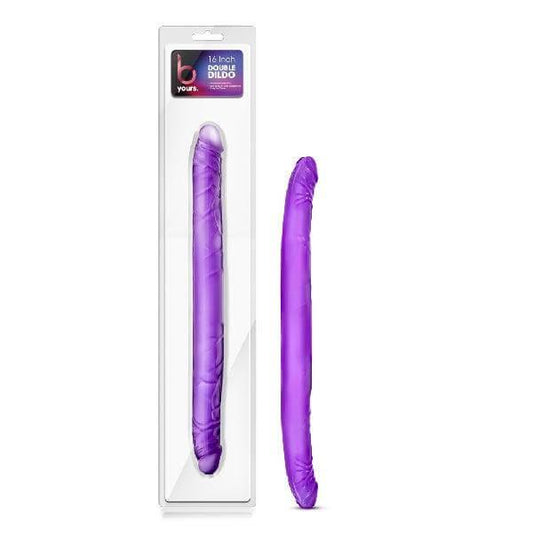 B Yours Double Dildo Purple 16in - Take A Peek