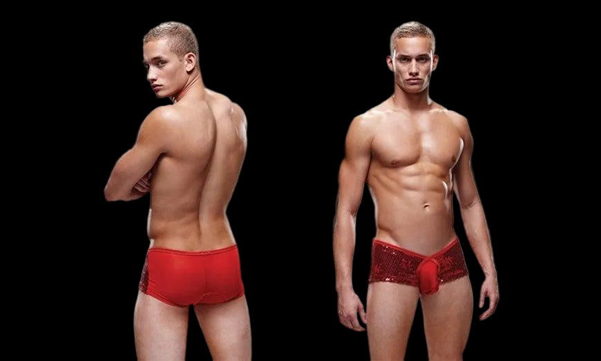 Envy Men's Sequin Trunks Red - Take A Peek