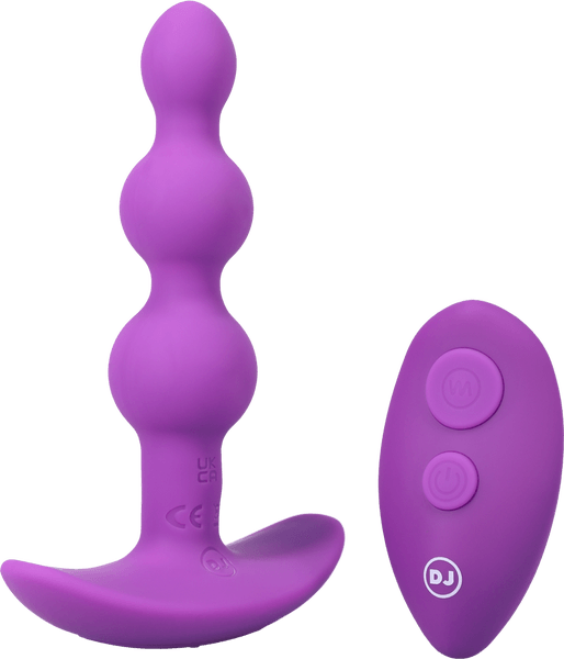 BEADED VIBE - Rechargeable Silicone Anal Plug With Remote - Purple - Take A Peek
