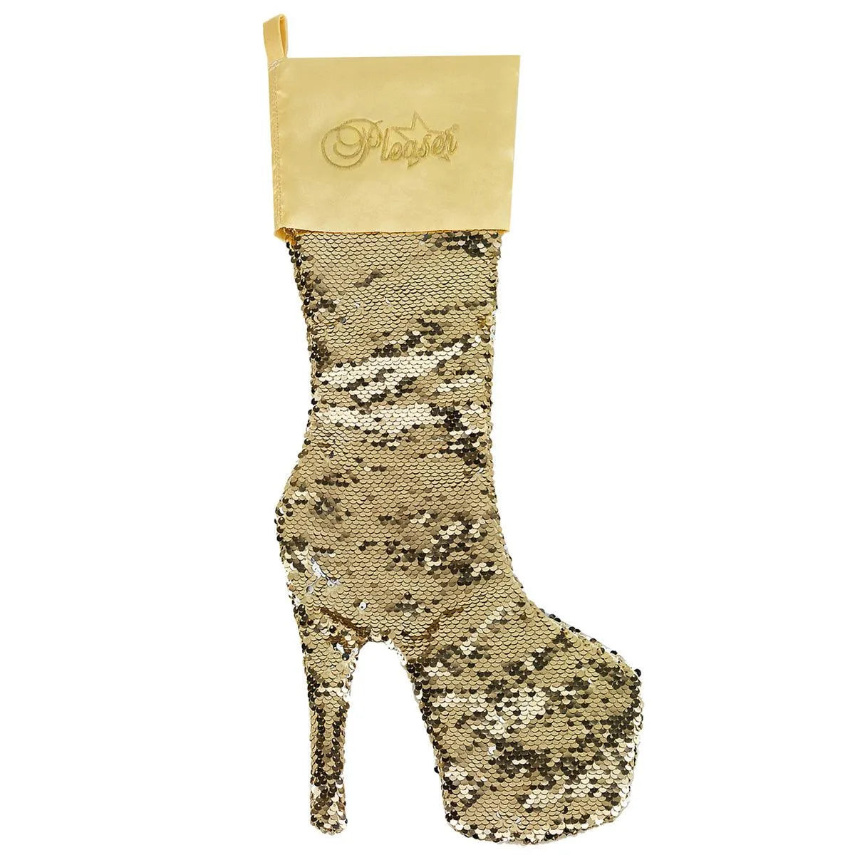 Gold Sequin Christmas Stocking - Take A Peek