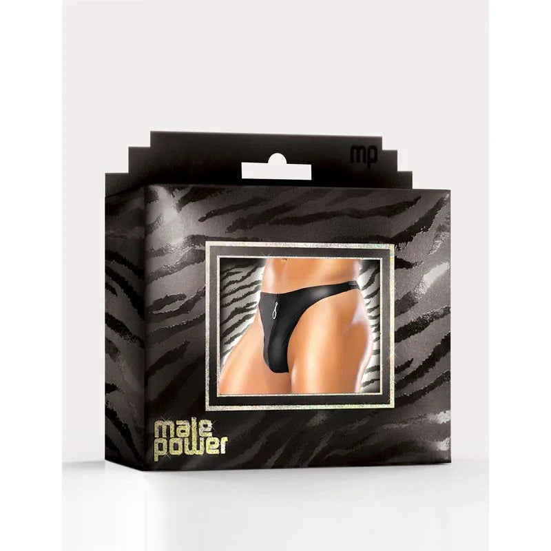 Male Power Zipper Thong Black