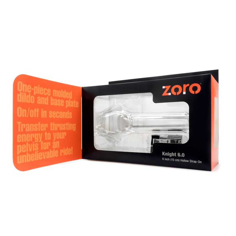 Zoro Knight 6in Hollow Shaft Clear Strap On