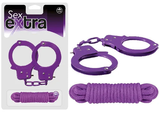 SEX EXTRA - METAL CUFFS & LOVE ROPE purple - Take A Peek