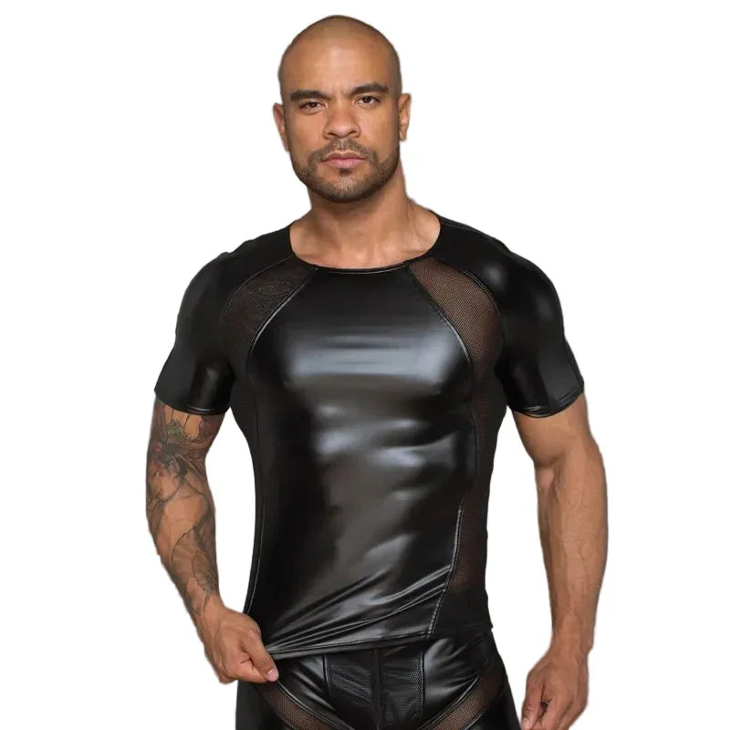 Power Wetlook Men T-shirt With 3D Net