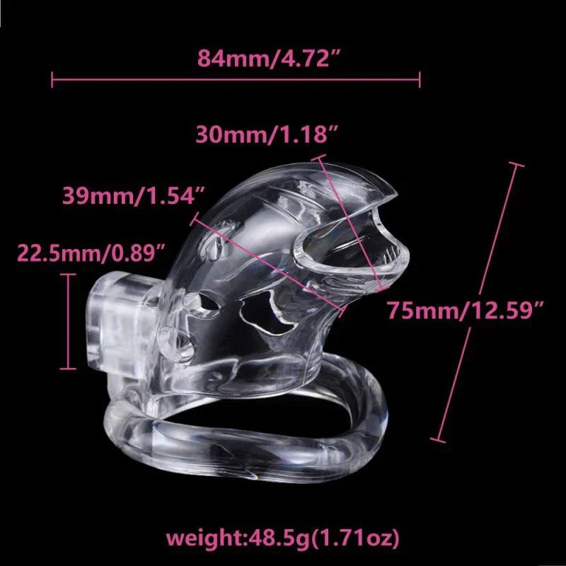 Brutus Shark Chastity Cage Clear - Take A Peek
