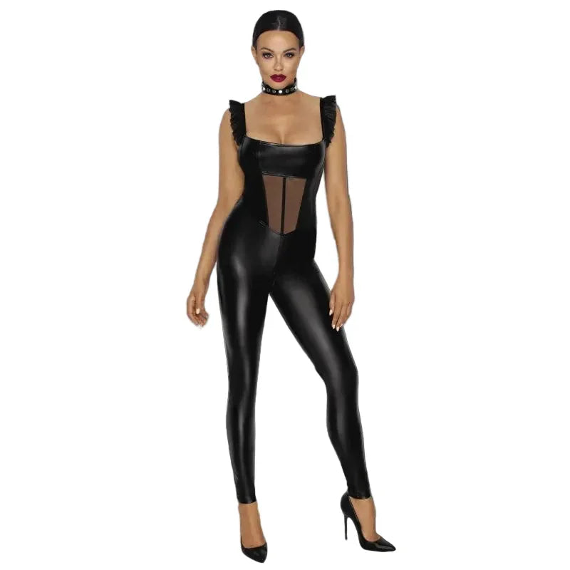 Power Wetlook Overall w Tulle Panel