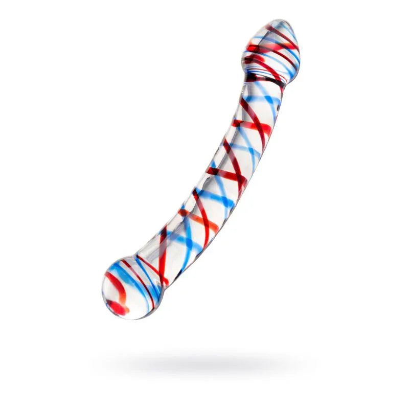 Sexus Glass Dildo Curved Blue/Red 20 cm - Take A Peek