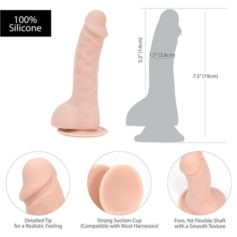 Brad 7.5in Silicone Dong Beige