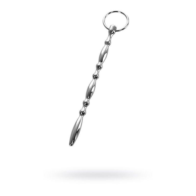 Silver Metal Beaded Urethral Plug w Ring - Take A Peek